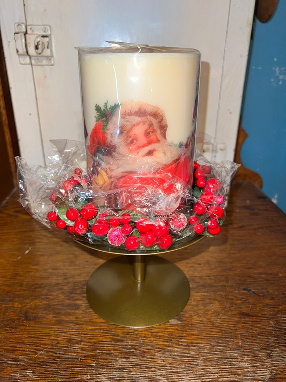 Vintage Huge Christmas Candle. Vintage Holiday Centerpiece. Old Fashion Santa Claus Candle. Christmas Candle. Holiday Statement Piece