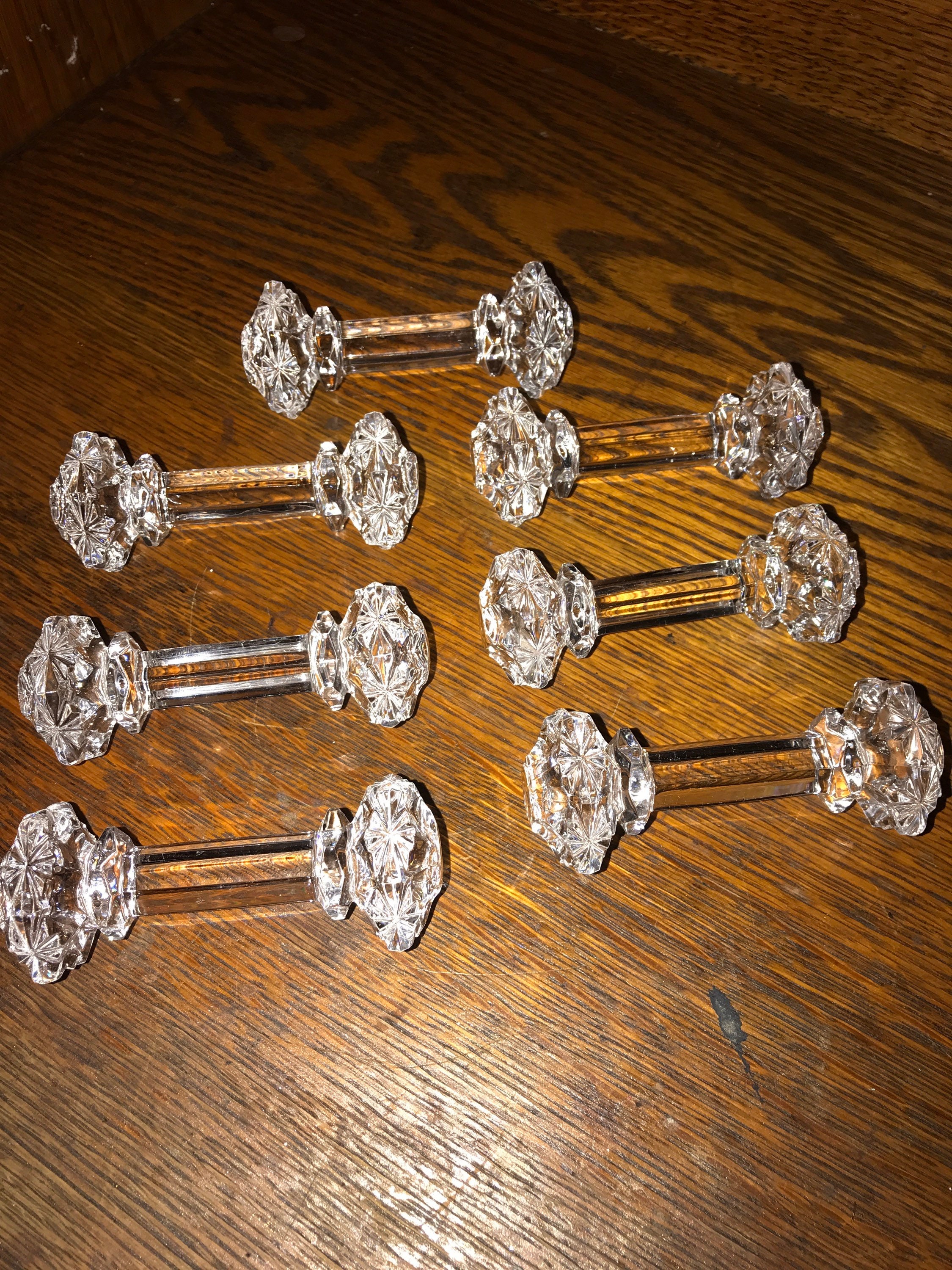 Vintage Crystal Knife Rests. Set of Seven Dumbbell Crystal ...