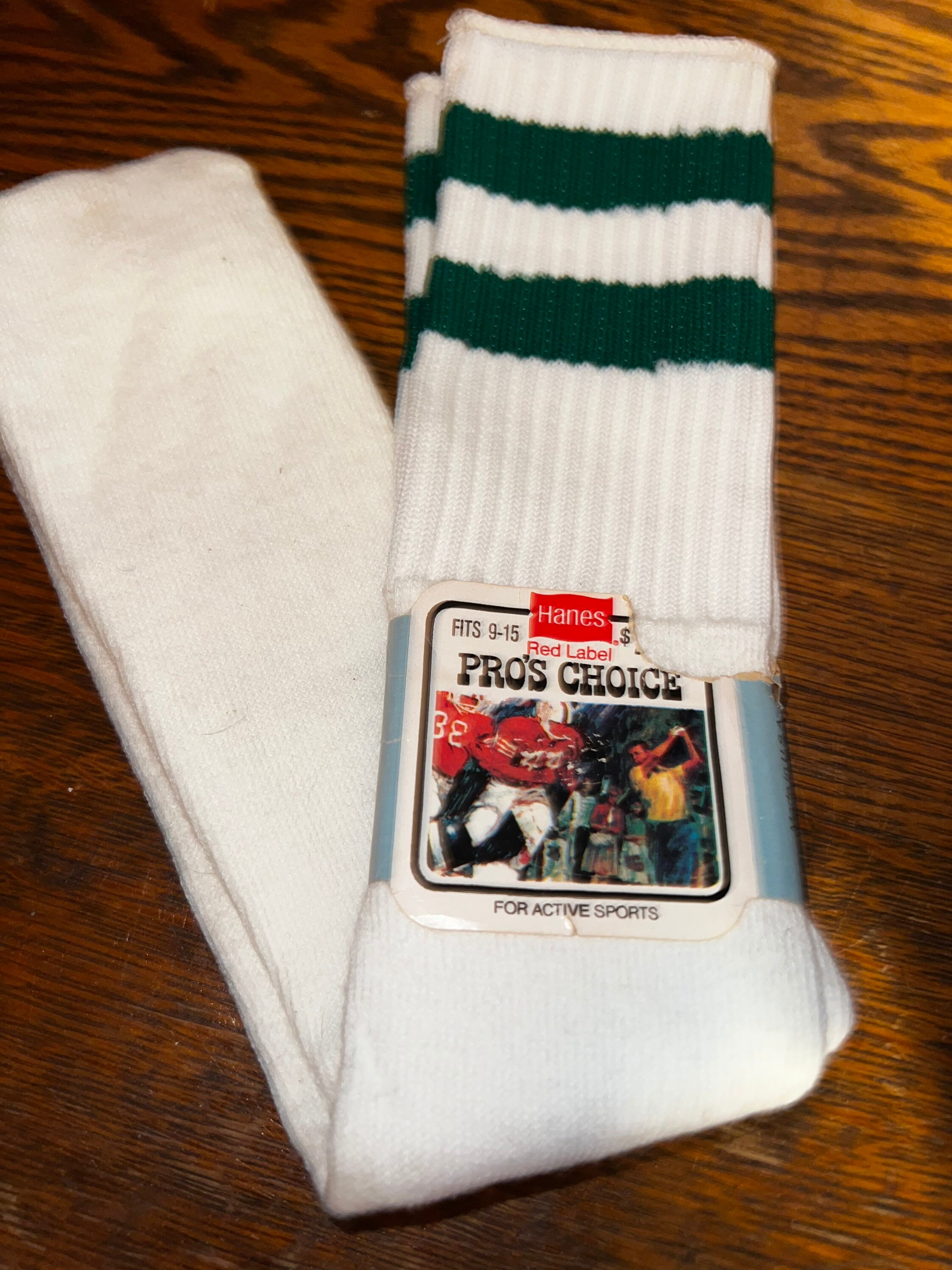 Vintage NIP Tube Socks. Green and White Tube Socks. One New Pair of
