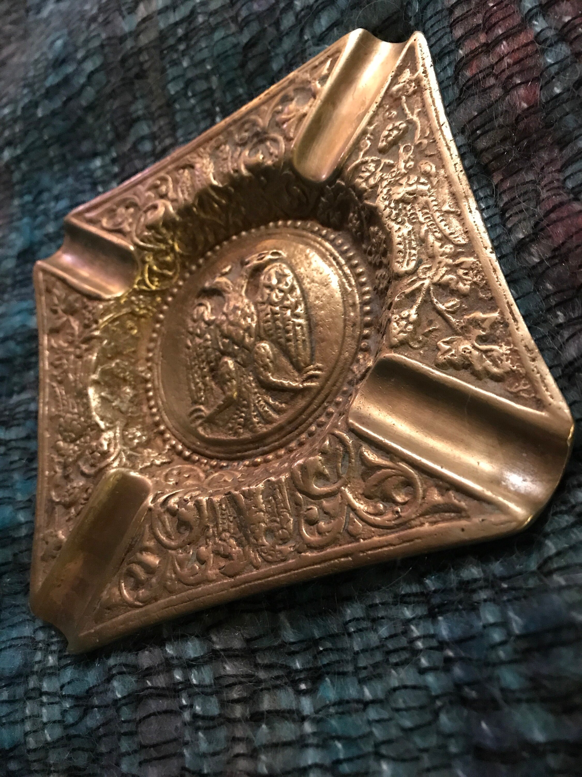 Vintage Brass Ashtray. Brass Ashtray. Intricate Brass Ashtray