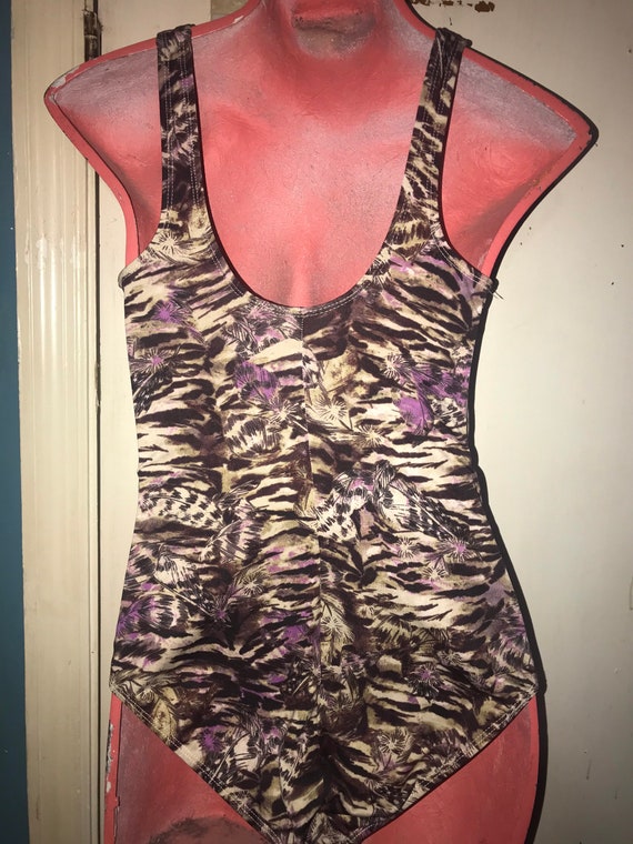 Vintage 1990’s Swimsuit. Vintage Brown and Purple… - image 6