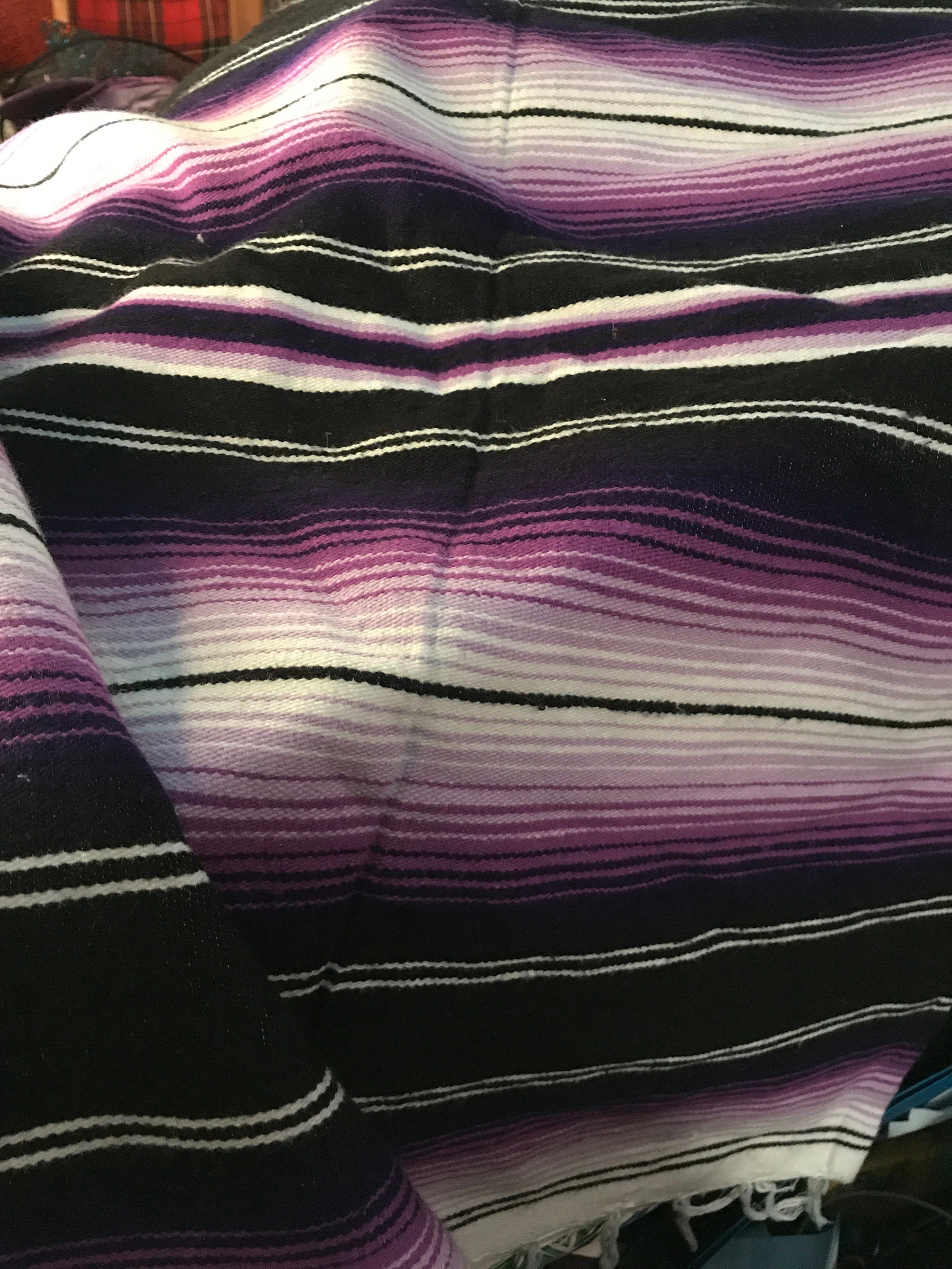 Vintage Purple Mexican Blanket. Purple Mexican Blanket. Thin Mexican