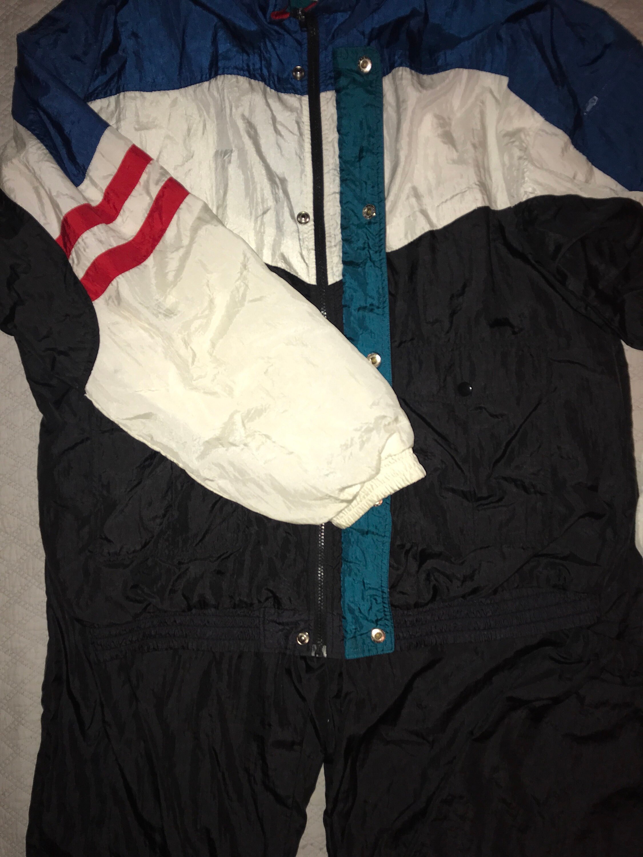 Vintage 1980’s Windbreaker Track Suit, Size Extra Large.