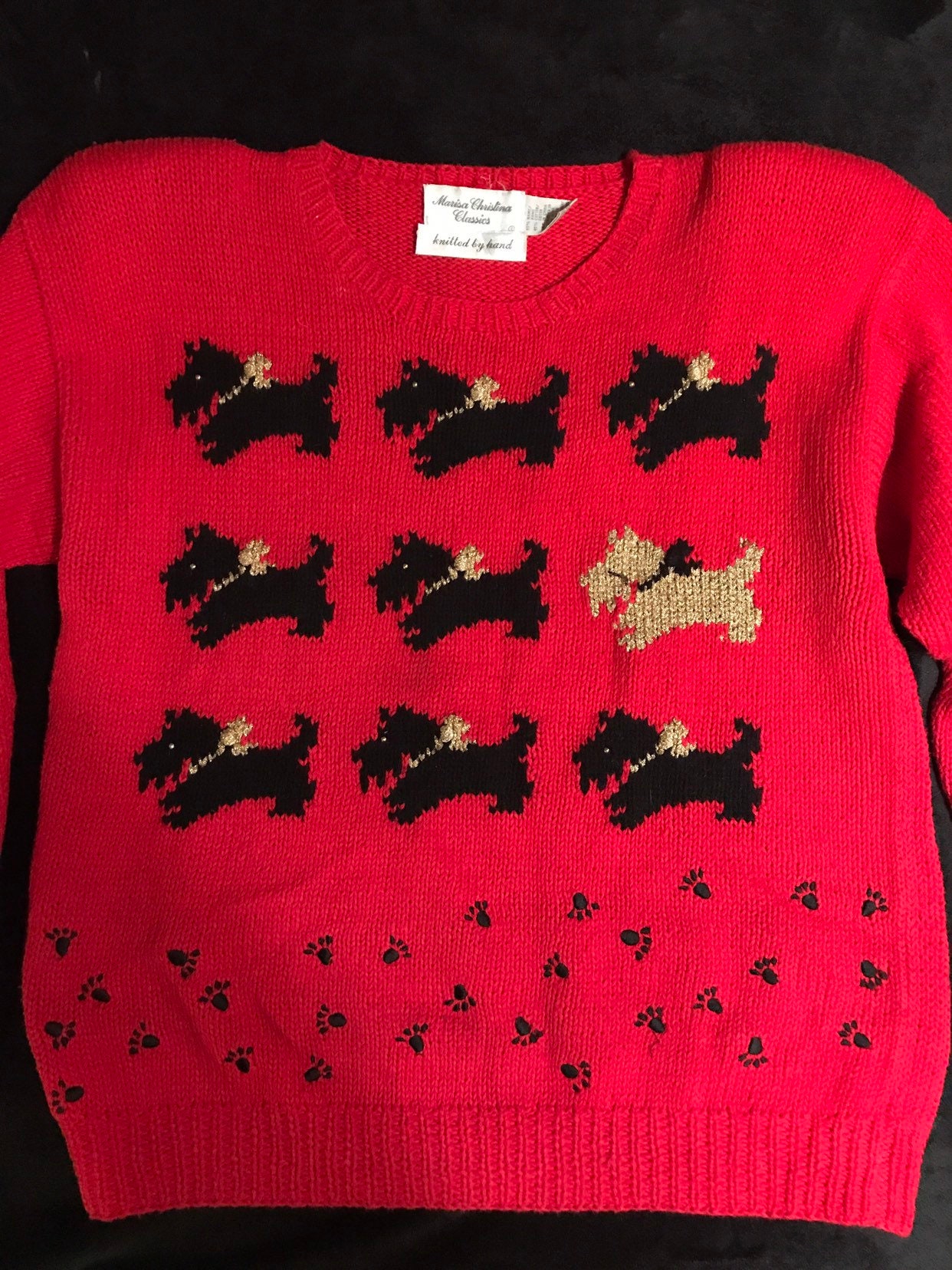 Ugly Dog Sweater. 1980's Red Scottie Dog Sweater. Ugly Red Dog Sweater ...