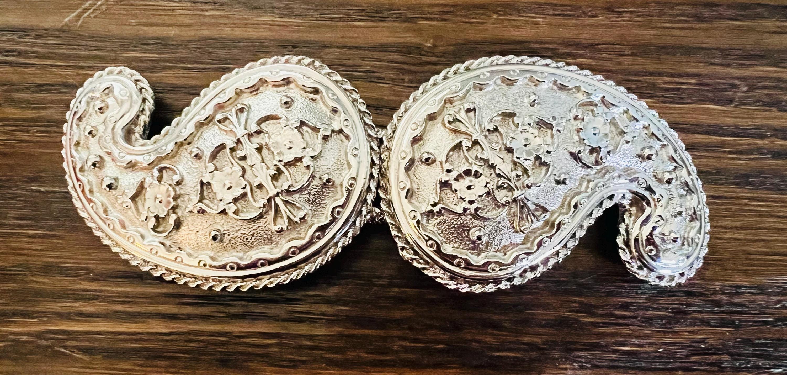 Vintage 80\'s Douglas Paquette Silver Tone Belt Buckle Vintage Douglas Paquette Silver Tone Paisley Belt Buckle - Etsy main image 2
