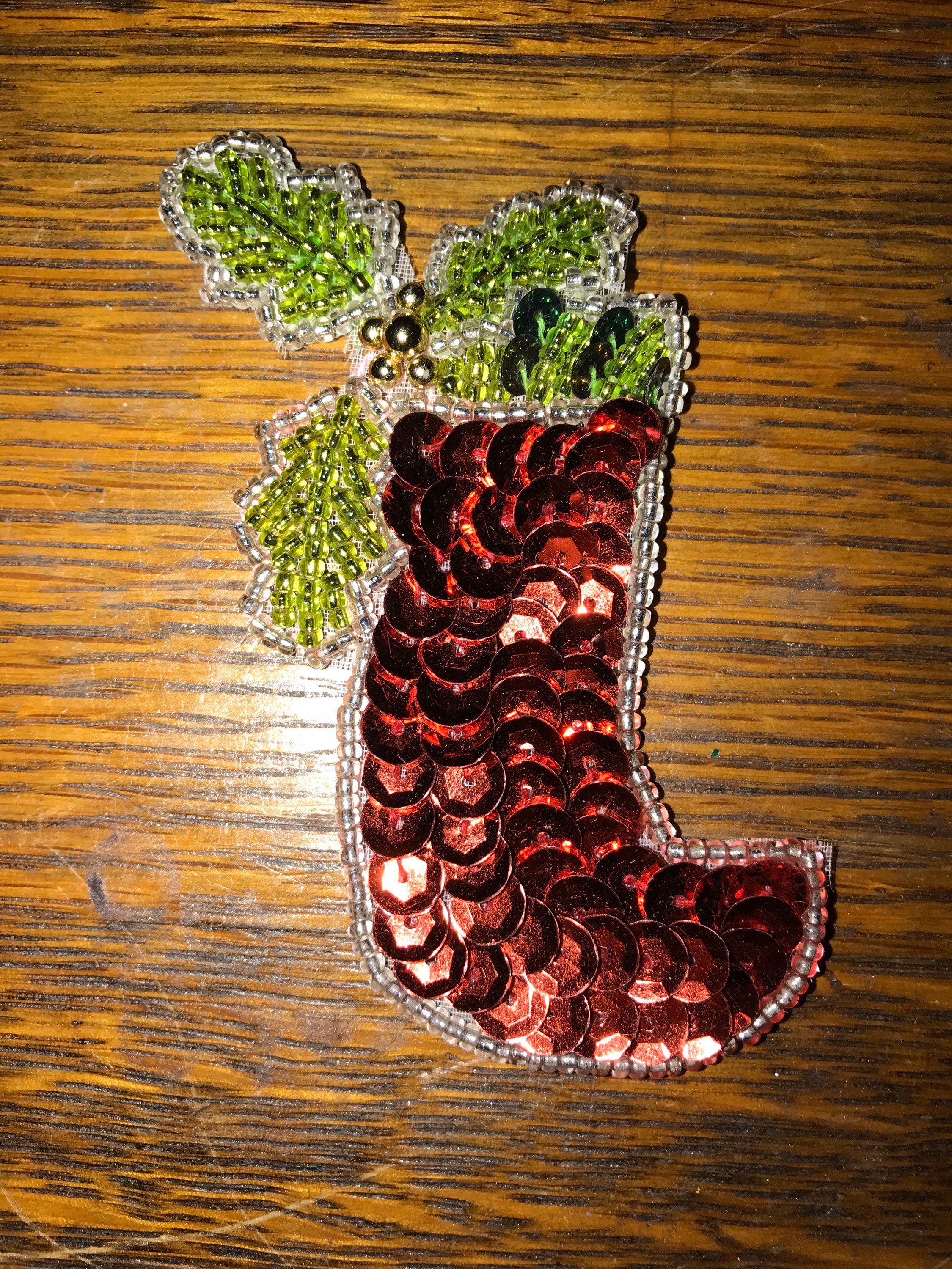 Vintage Sequin Applique. Sequin Christmas Appliqués. Set of Three