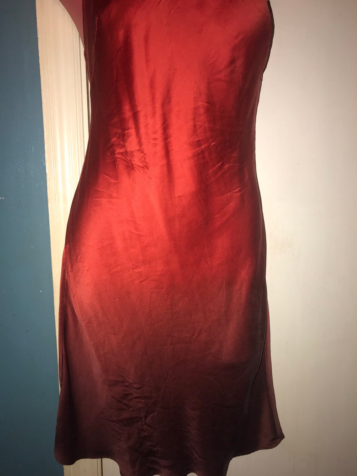 Vintage Silk Nightgown. Victorias Secret Red Silk Nightgown