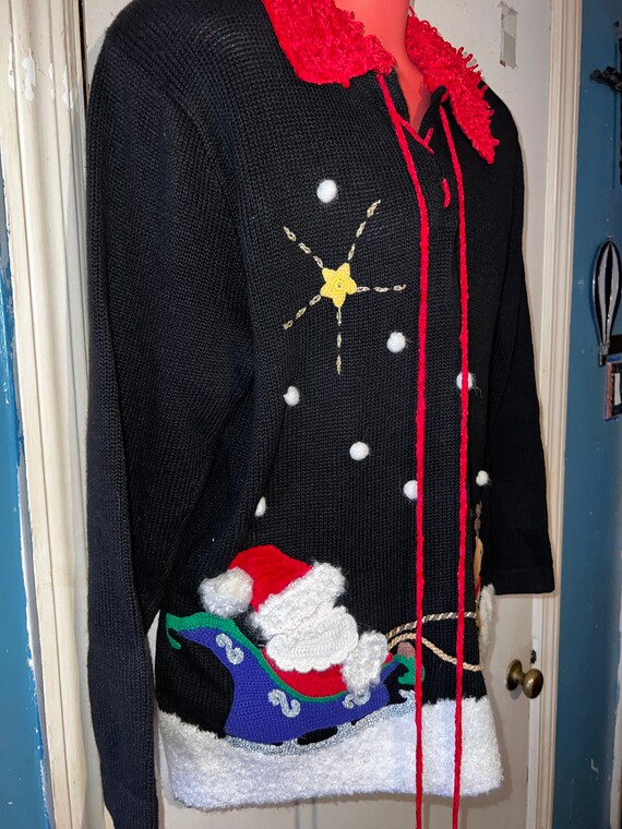 Ugly Christmas Sweater. Vintage Ugly Santa Claus … - image 3