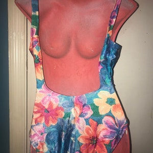 Vintage 1980's Swimsuit. Vintage Colorful Floral Swimsuit. Bathing Suit. 1980's Floral Bathing Suit. Size 12 image 5
