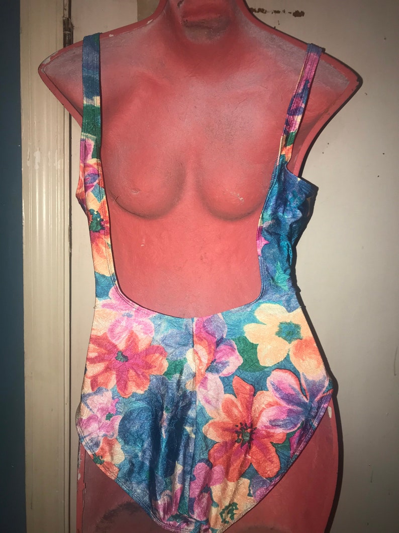 Vintage 1980's Swimsuit. Vintage Colorful Floral Swimsuit. Bathing Suit. 1980's Floral Bathing Suit. Size 12 image 5