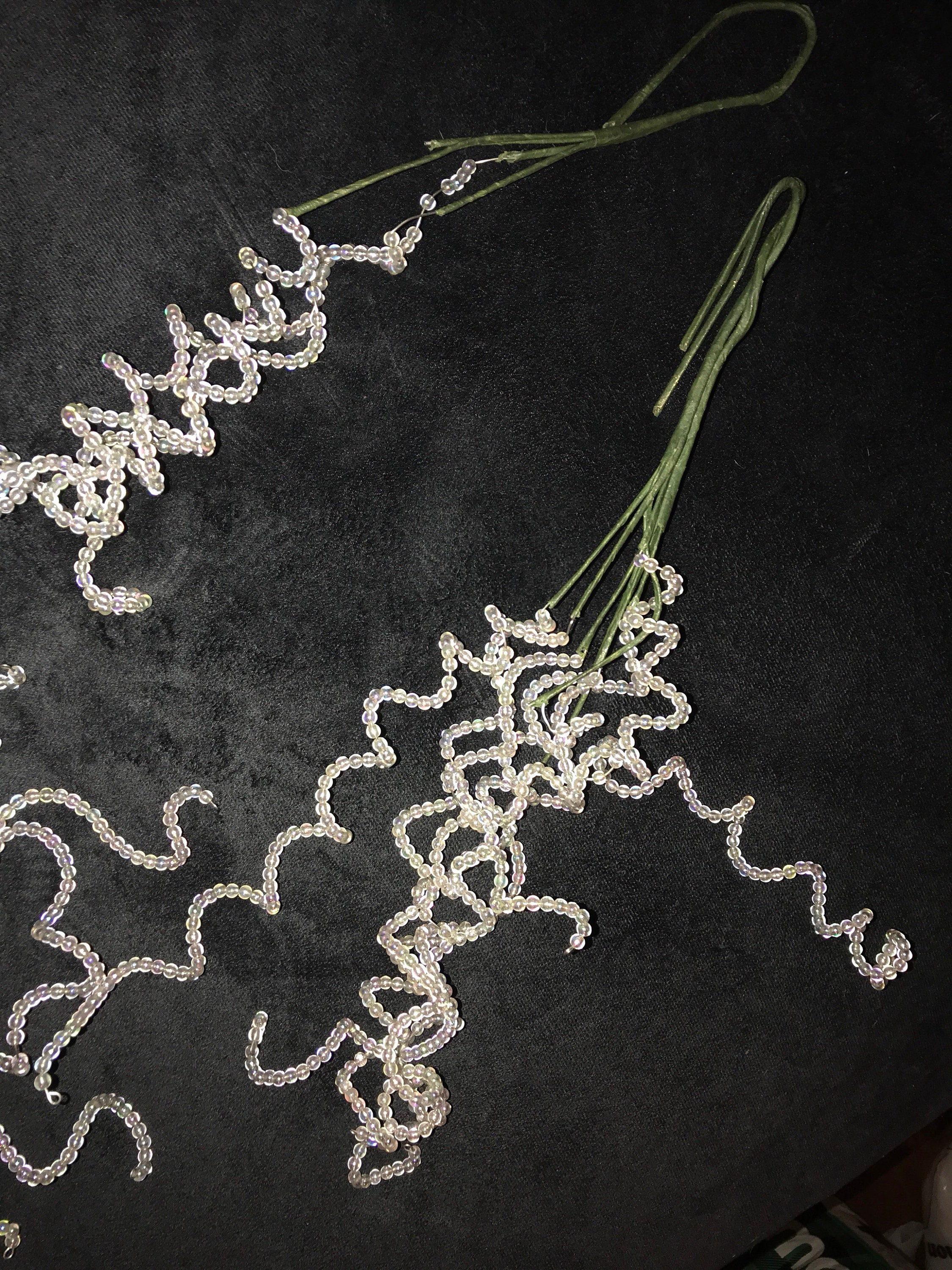 Vintage Beaded Twirly Floral Picks. Bead Floral Picks. Christmas Decor