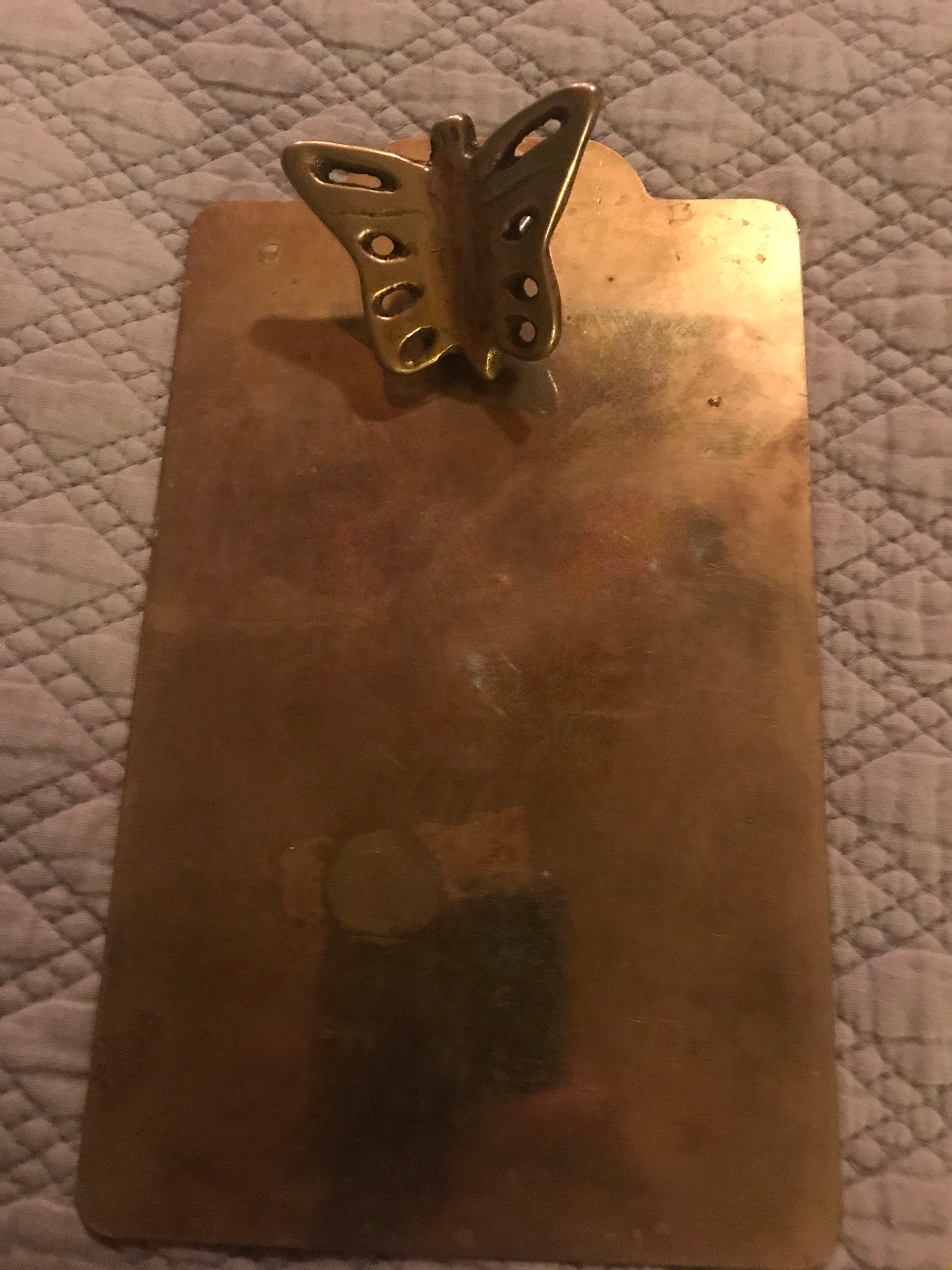 Vintage Brass. Vintage Brass Clipboard. Brass Butterfly Clipboard