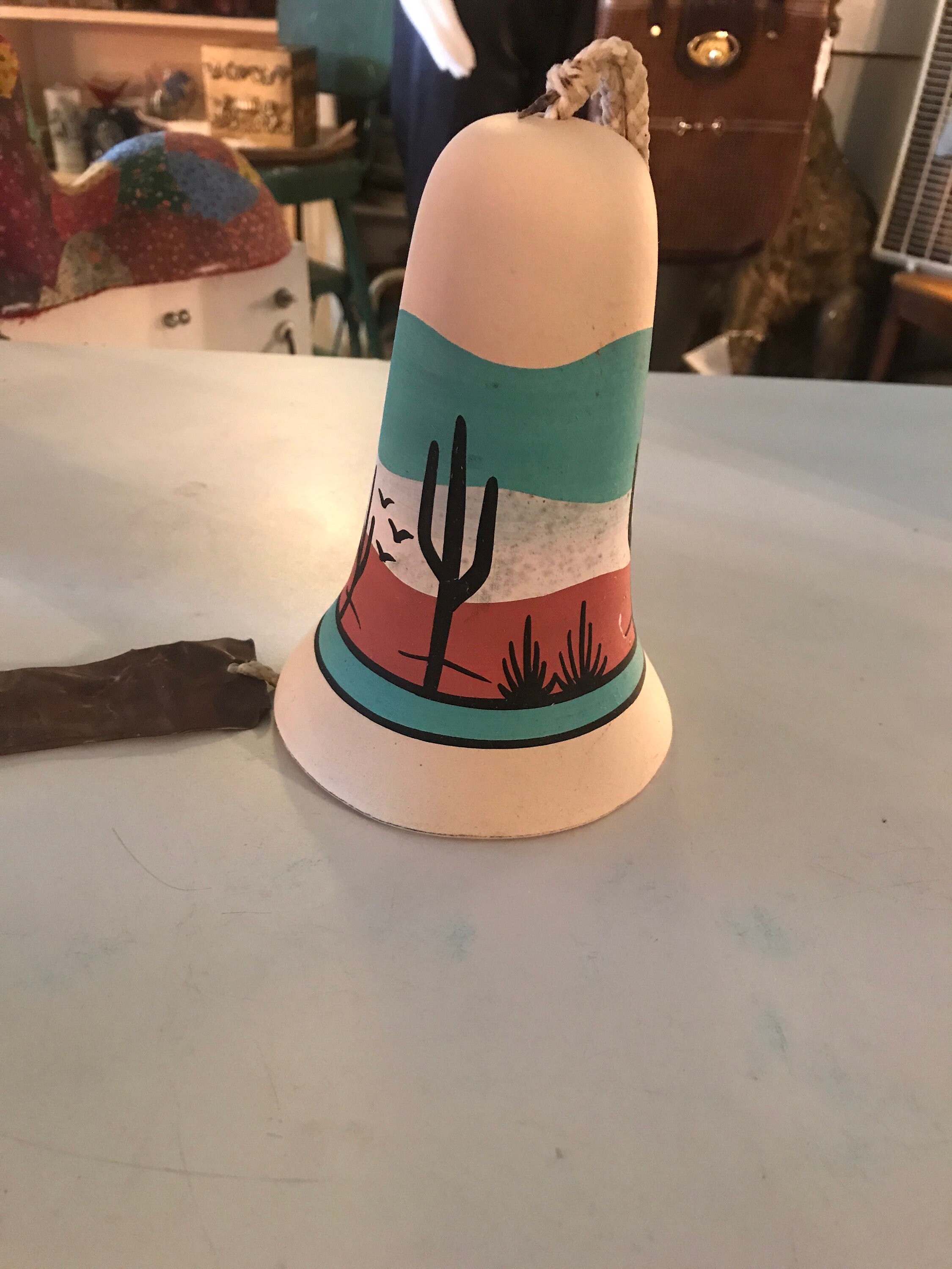 Vintage Midwest Ceramic Bell. Native American Ceramic Bell Windchime