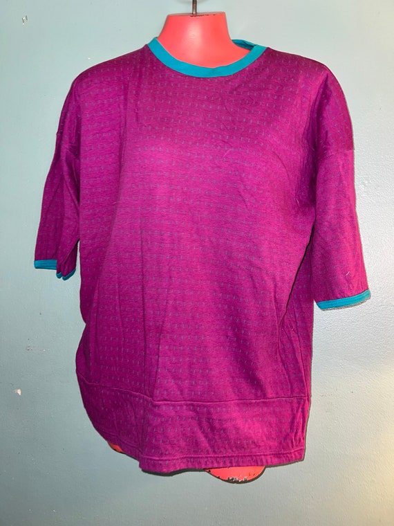 Vintage 80's Purple and Teal Shirt. Purple and Tea