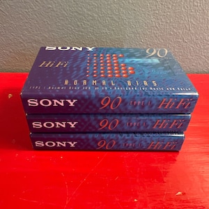 Vintage NIP Sony Cassette Tapes, Set of Three 90 Minute Cassette Recording Tapes