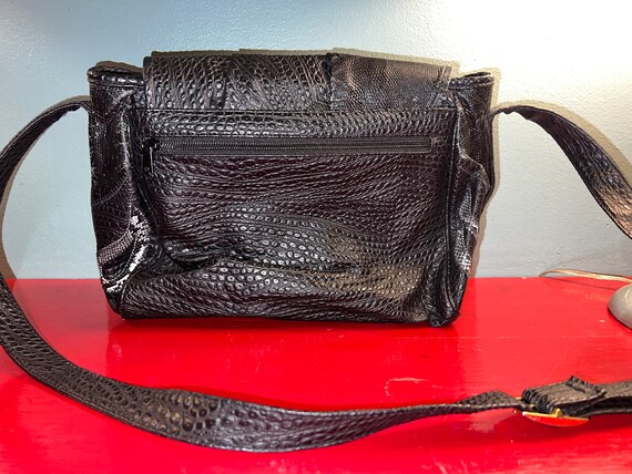 Vintage 1980’s Black Leather Patchwork Purse - image 5