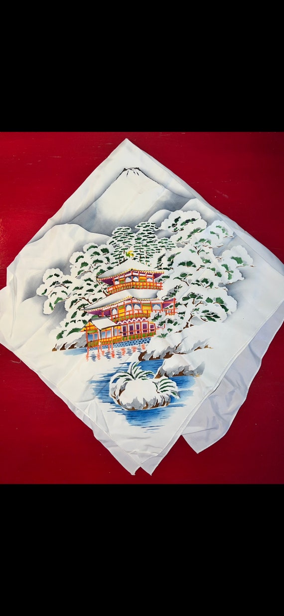 Vintage Japanese Hand Painted Silk Scarf. Gorgeous