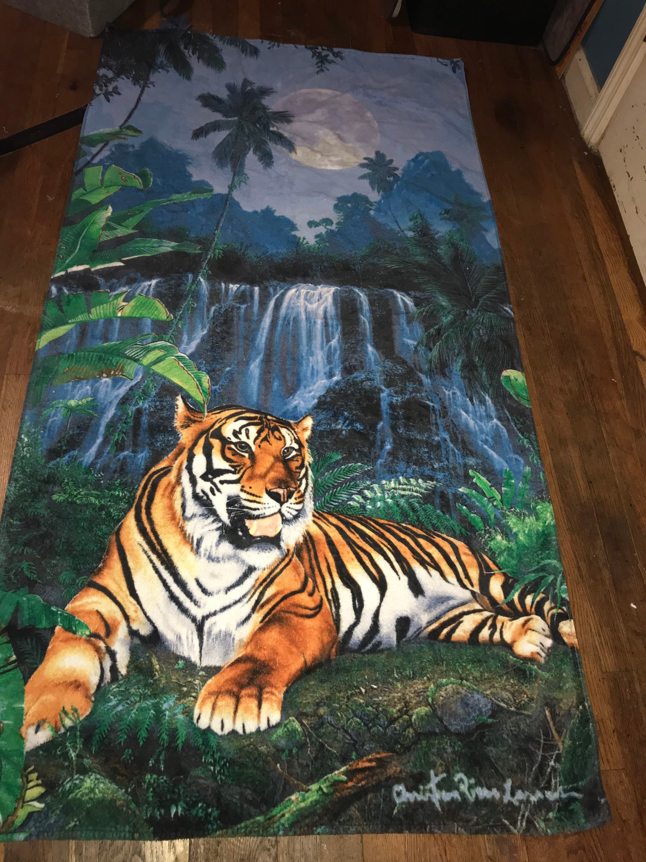 Vintage Tiger Beach Towel. Vintage Tiger Tropical Beach Towel. Tiger
