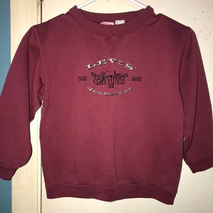 Vintage 90&#39;s Kids Levi Jeans Maroon Sweatshirt