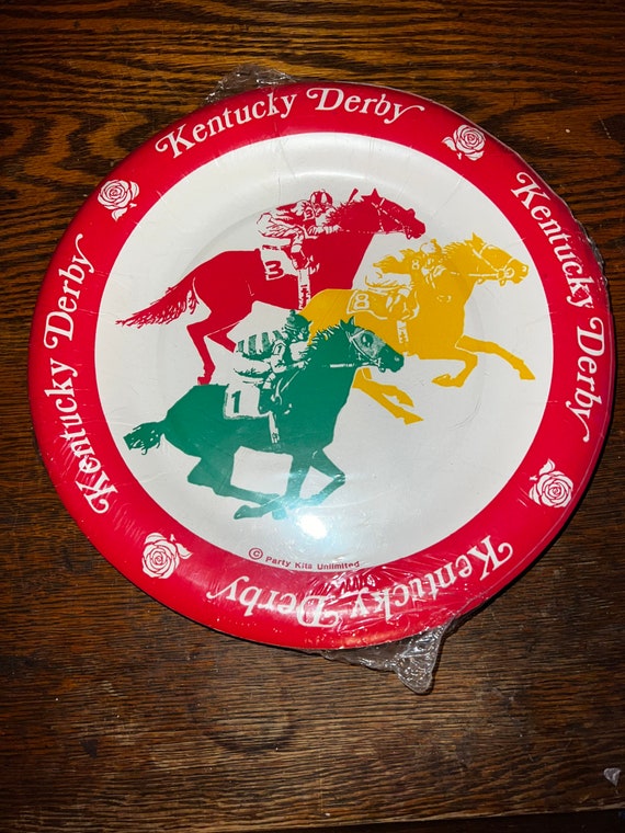 Vintage Kentucky Derby Paper Plates. 1980’s Large Kentucky Derby Paper Party Plates. Ky Derby Party Decor.