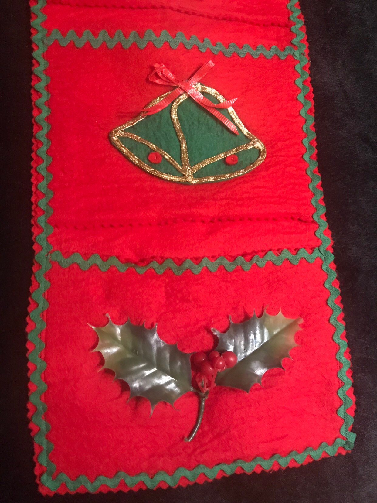 Vintage Christmas Card Holder. Vintage Felt Christmas. Handmade Felt
