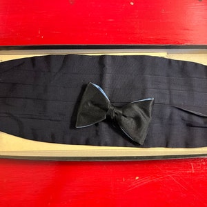 Vintage 1960’s Black Silk Cummerbund and Bow tie Set