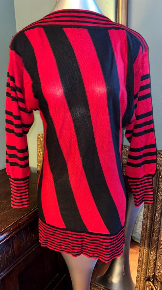 Vintage Black and Red Striped Sweater Dress, Size Small/Medium