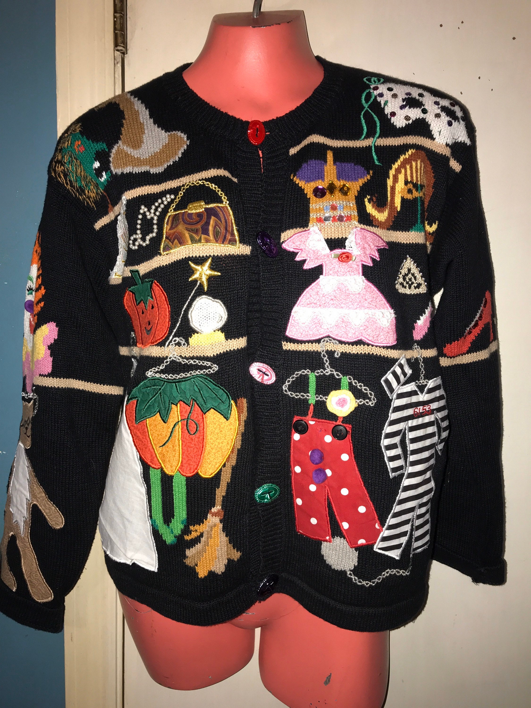 Vintage Halloween Sweater. Ugly Halloween Sweater.Halloween Costume