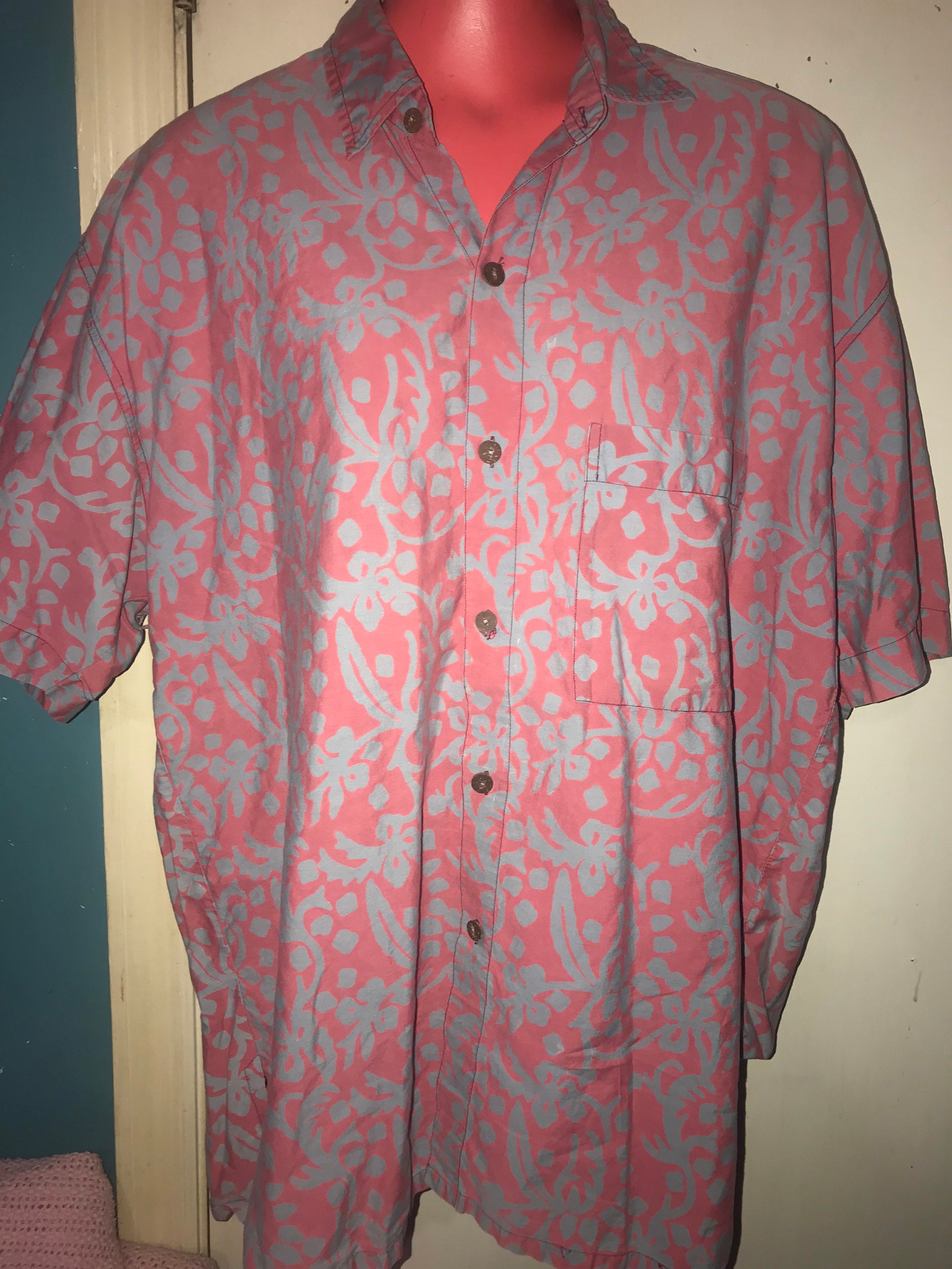 Vintage Pink and Blue Hawaiian Shirt. Men's Hawaiian Shirt. Awesome ...