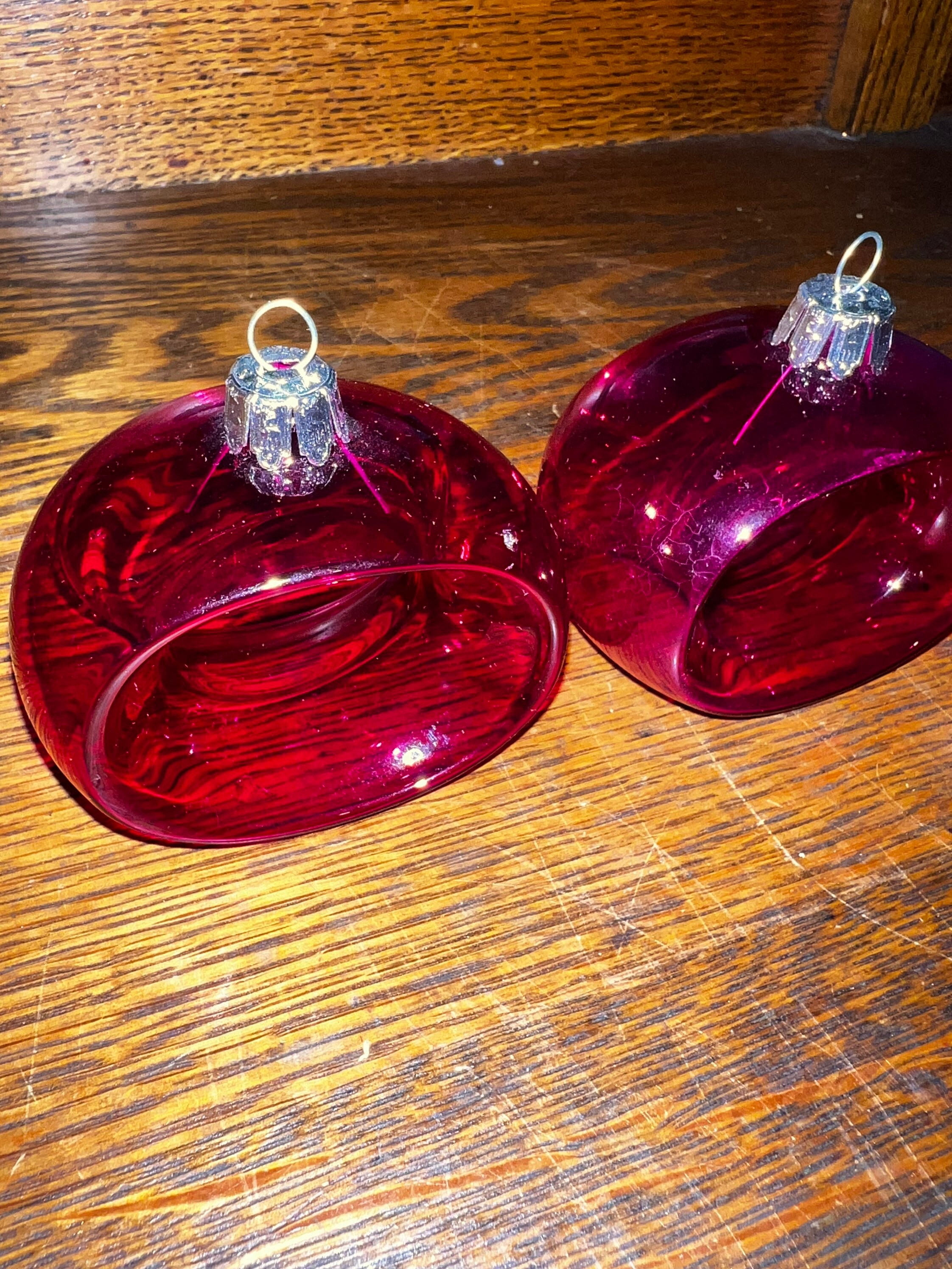 Vintage Pink Glass Ornaments. Pier One Bright Pink Ornaments. Set of 4