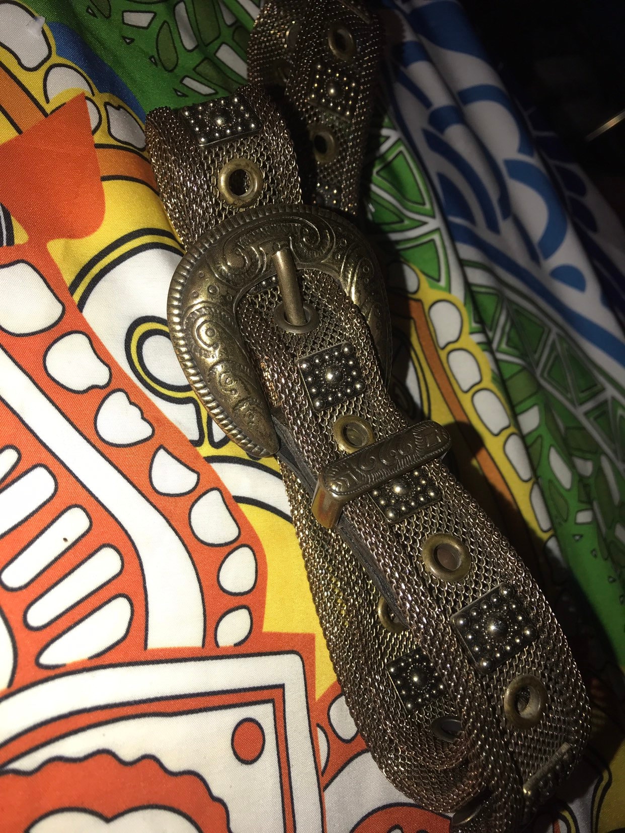 Vintage Sand Castle Metal Belt. Metal Mesh Belt. Western 