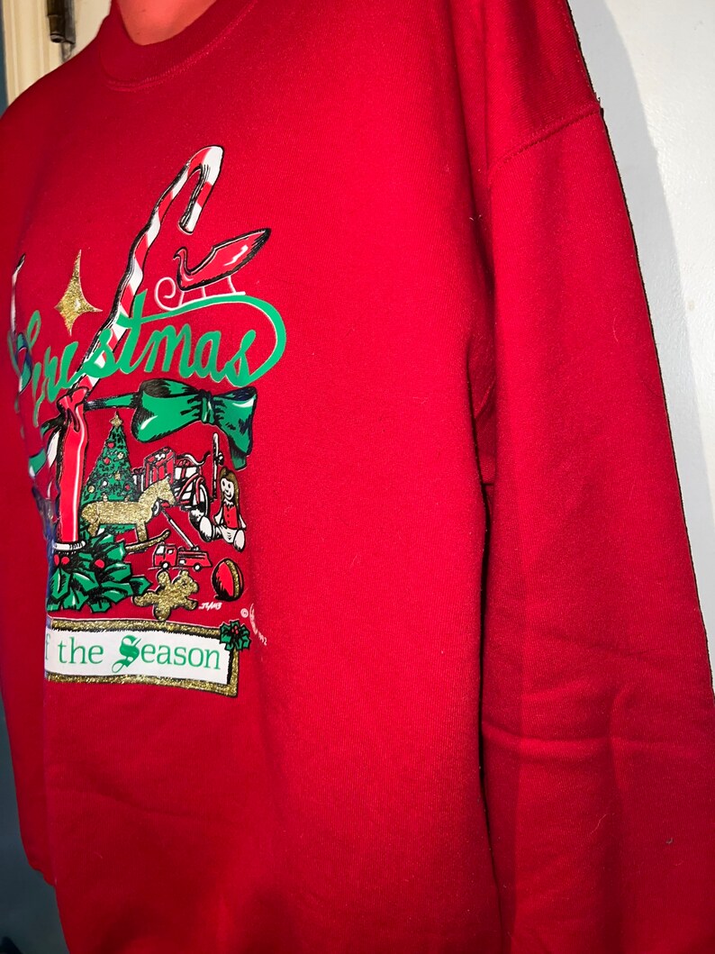 Ugly Christmas Sweatshirt. Christmas Spirit of The Season Sweatshirt. Ugly Christmas Sweatshirt. Vintage Christmas Sweatshirt. Size XL image 4