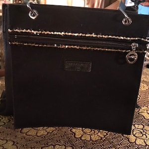 Vintage 1990’s Black Canvas Longchamp Tote Bag