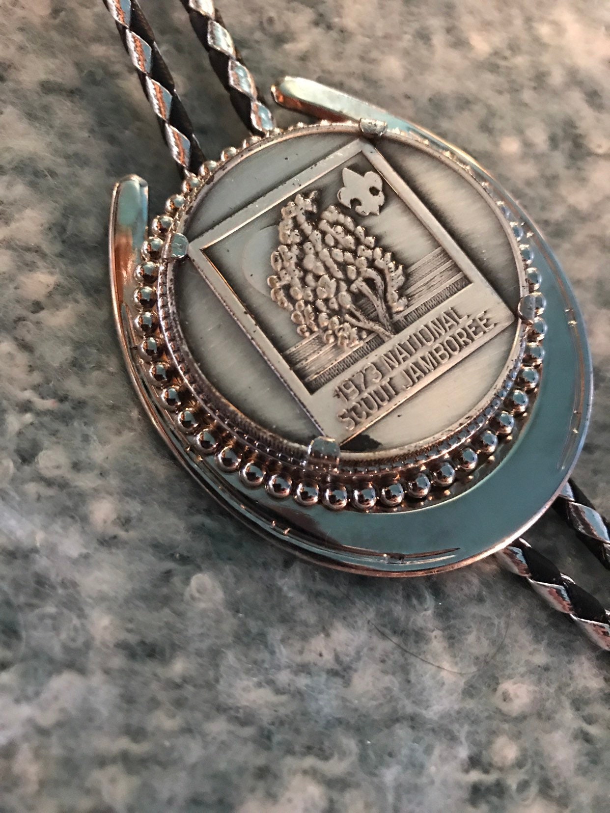 Vintage Boy Scout Bolo Tie. 1973 National Scout Jamboree Bolo Tie