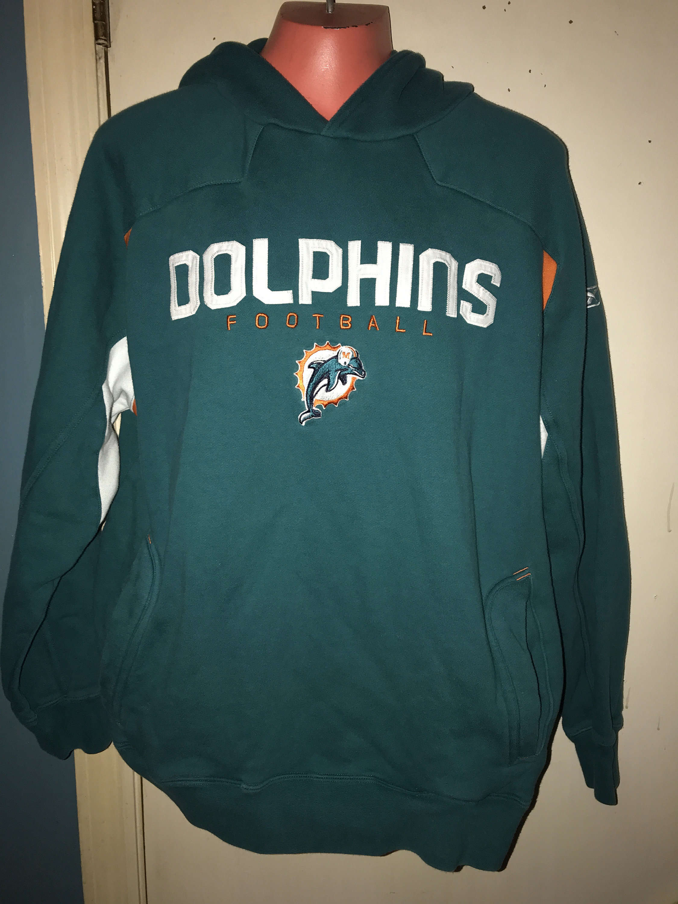 Vintage 90's Miami Dolphins Hooded Sweatshirt. Miami Sweatshirt. Dolphins Hoodie Sweatshirt