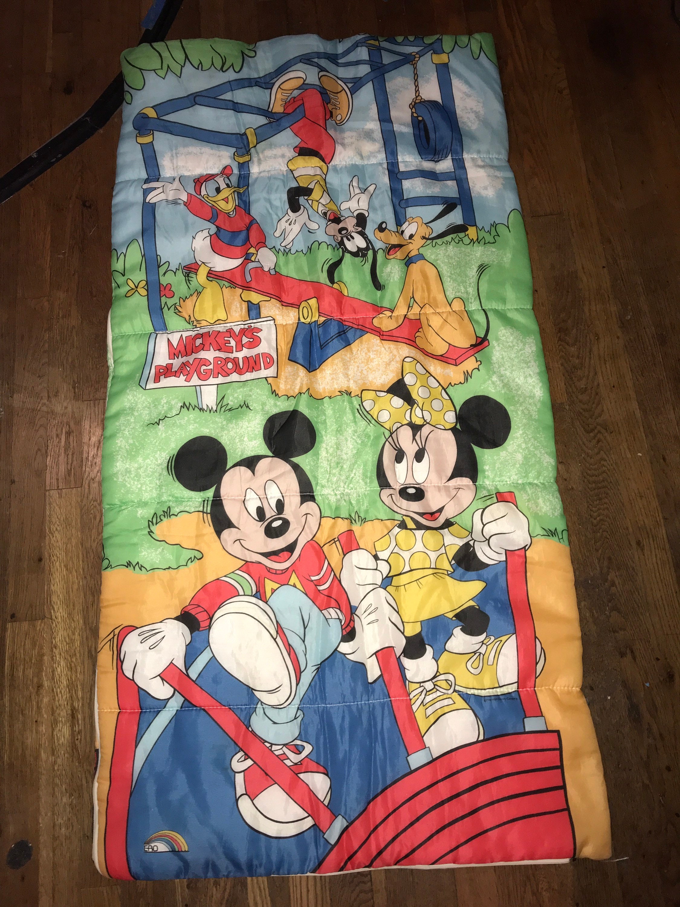 Vintage 1980s Sleeping Bag. Mickey Mouse Sleeping Bag. Camping