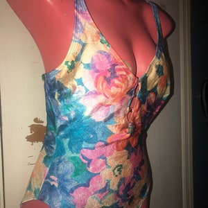 Vintage 1980's Swimsuit. Vintage Colorful Floral Swimsuit. Bathing Suit. 1980's Floral Bathing Suit. Size 12 image 3