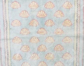 Vintage 1980’s Long Plush Shell Rug For Bathroom, True Vintage, Beach Decor, Ocean Theme