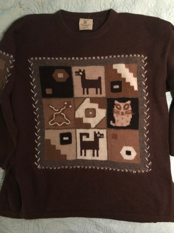 Vintage Alpaca Sweater. Spirit of The Andes Sweate