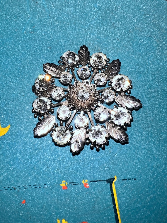 Vintage Silver and Rhinestone Brooch