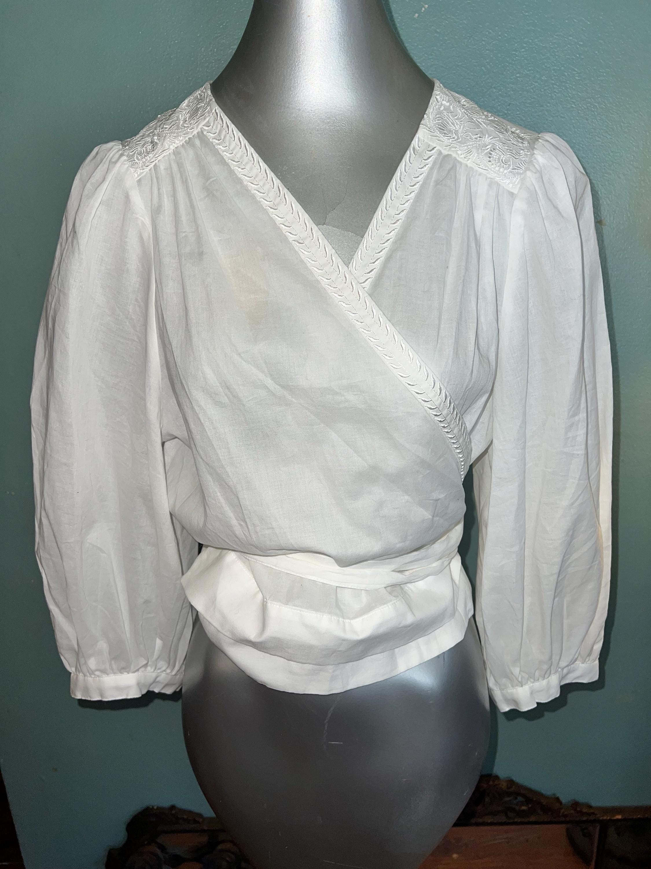 White Wrap Blouse - Etsy