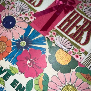 Vintage 1960’s Bright Colored His and Her Towels, Set of Three in Box