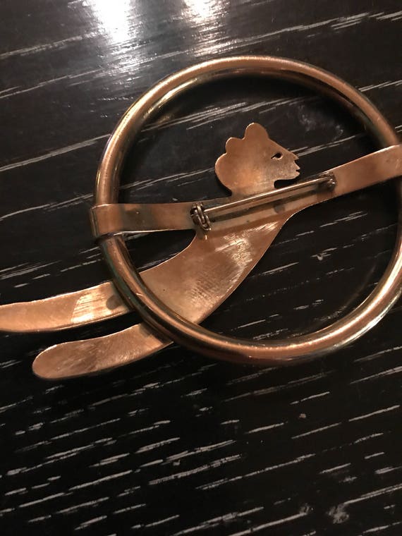 Vintage Artisan Designed Gold Brooch, Signed S.H.… - image 5
