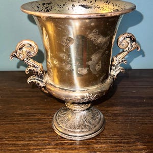 Vintage 1980’s Silverplate Trophy Cup, Distressed Loving Cup