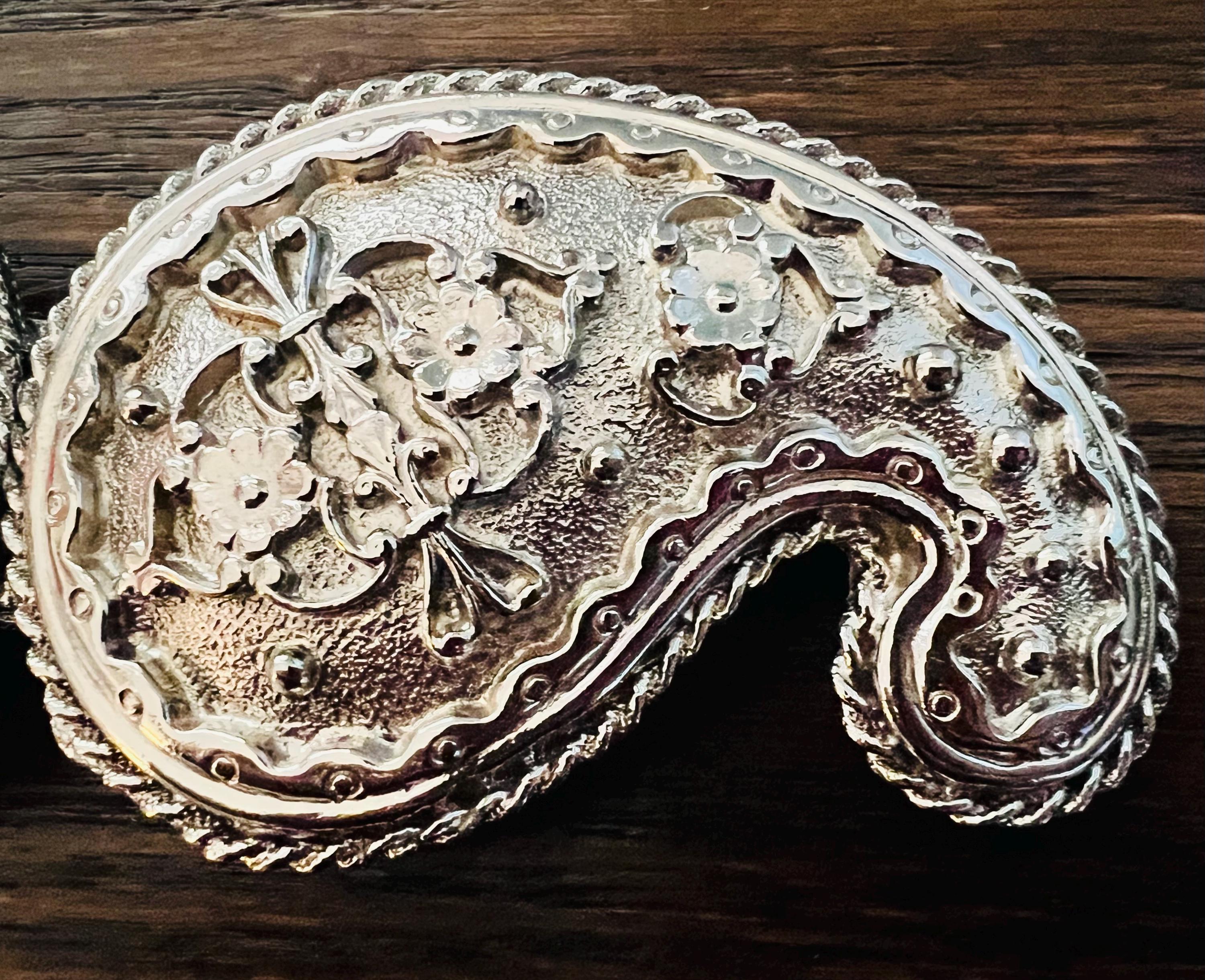 Vintage Douglas Paquette Silver Tone Paisley Belt Buckle - Etsy