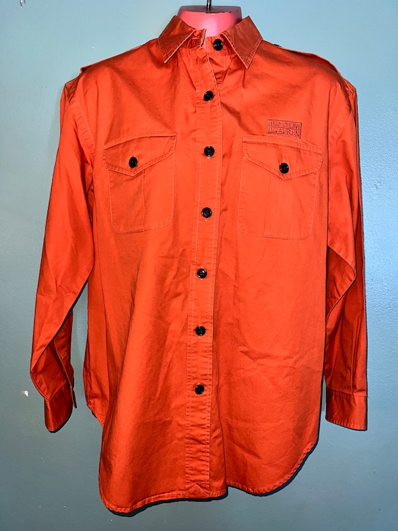 Vintage Ralph Lauren Orange Button Down Shirt. Saf