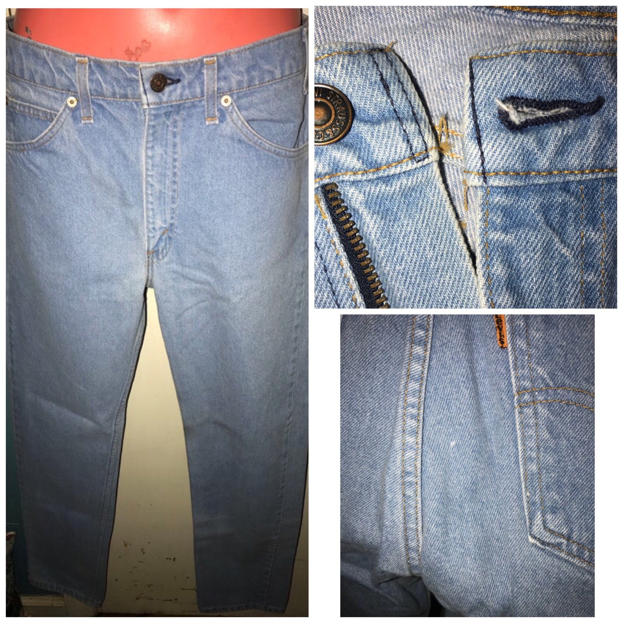 Vintage Levi's Jeans. 80's Denim Jeans. Levi's Orange Tab Blue Jeans.  Vintage Levi's Men's Jeans. 505 Levi's Blue Jeans. Levi Size 32 x 34