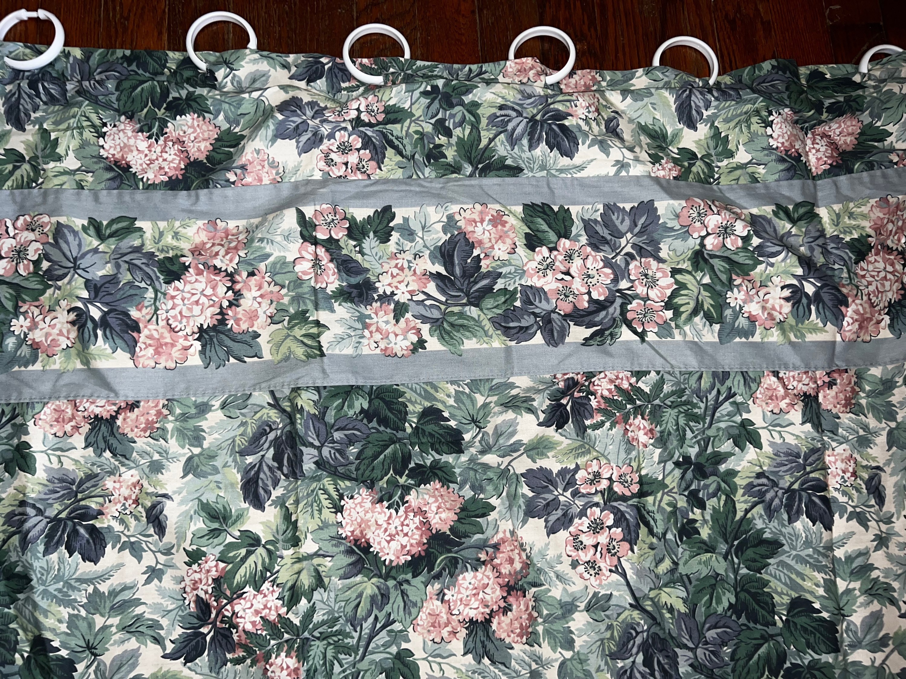 Vintage 1990’s Laura Ashley Shower Curtain. Blue, Green, and Pink