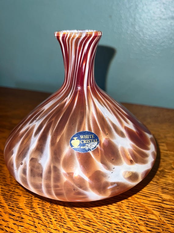 Vintage Brown and White Murano White Cristal Glass Vase.