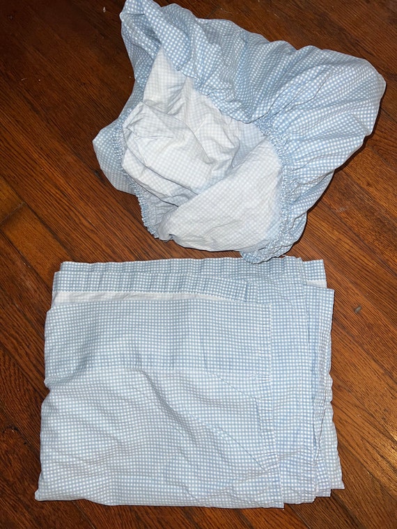 Vintage Ralph Lauren Blue and White Twin Size Bedsheets. Ralph Lauren Blue and White Gingham Sheet Set. Twin Size Bedding